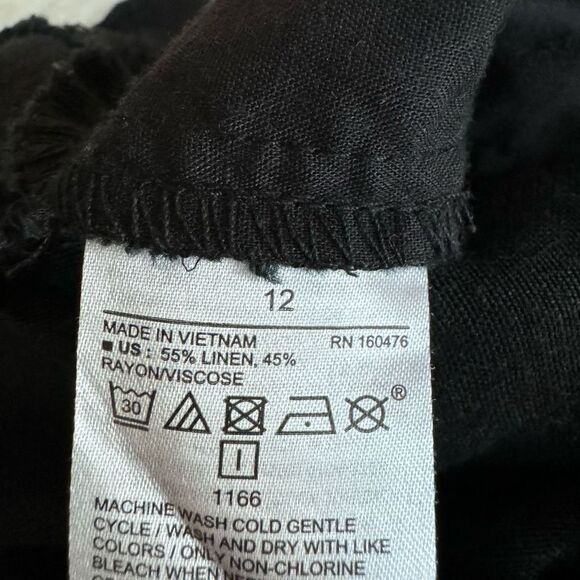Old Navy linen blend black womens pants elastic high waist paperbag size 12 - Picture 4 of 7